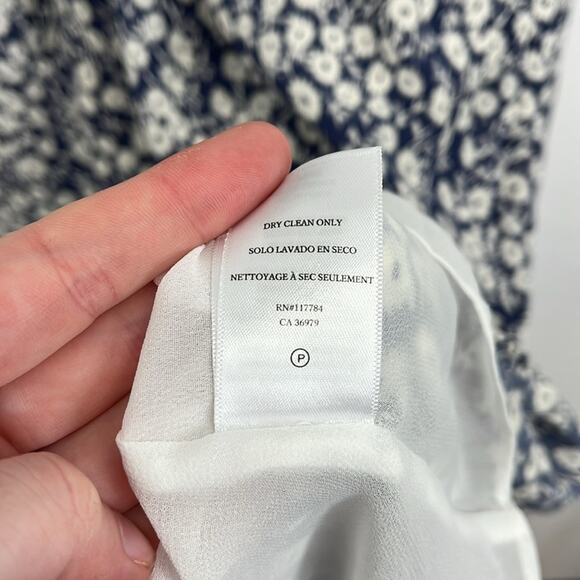 Rails Jade Navy Camellia Floral Feminine V-Neck Tie Waist High-Low Midi Dress XL - Picture 14 of 16